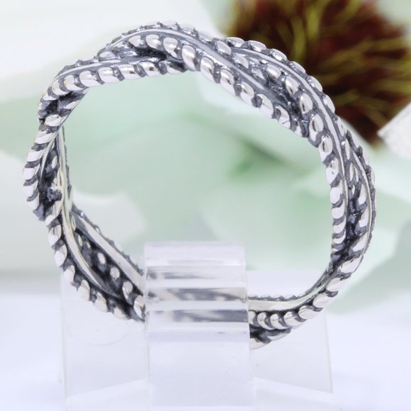 3mm Braided Twisted Infinity Band Ring Round Diamo - Picture 3 of 3